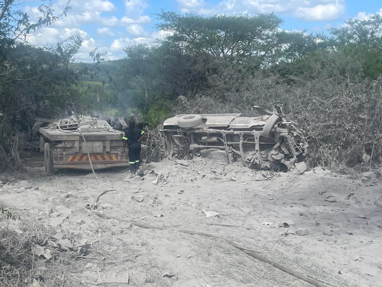 Truck Loses Brakes, Causes Fiery Collision
