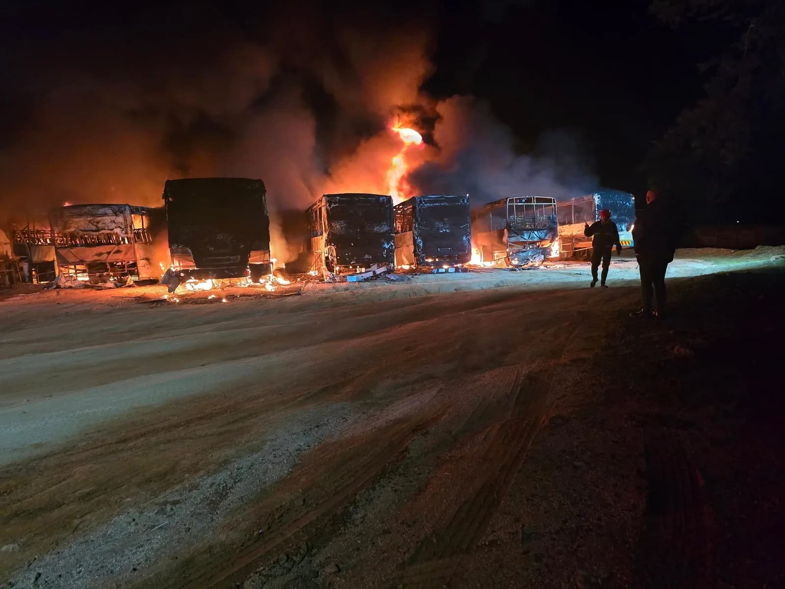 Ten Buscor Buses Destroyed in Fire